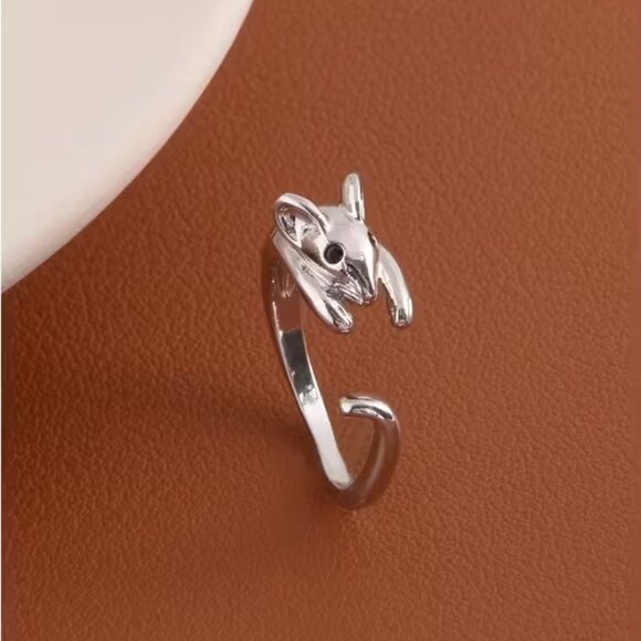 Cute Mouse Open Adjustable Silver Toned Ring - Picture 3 of 3